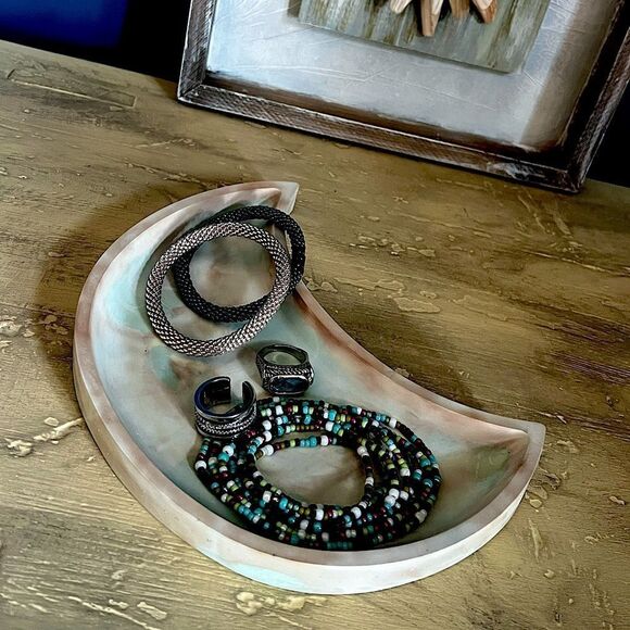 Handcrafted Resin Crescent Moon Tray - Picture 2 of 9